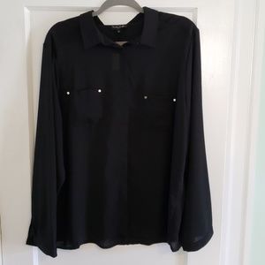 NWT Sandra Vendetti (Milan) black sheer blouse. 2x